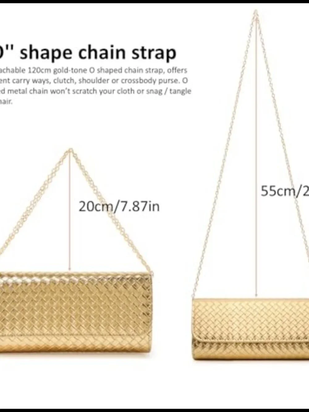 Woven PU Leather Evening Clutch Crossbody Bag Detachable Chain Wedding Party